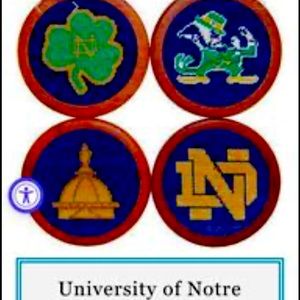 - Smathers and Branson wooden / needlepoint Notre dame coasters. New in bubble